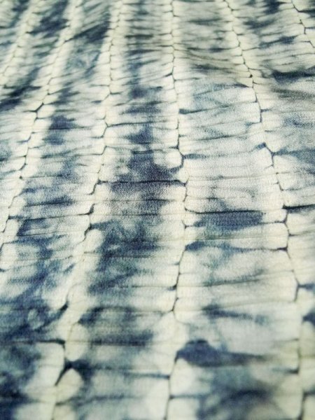 Photo9: L0421P Used Japanese women  Indigo Blue MICHIYUKI outer coat / Silk. Line, There are other damages  (Grade D) (9)