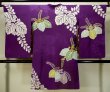 Photo2: L0421S Used Japanese womenVivid  Purple MICHIYUKI outer coat / Silk. KIRI paulownia rare design  (Grade B) (2)