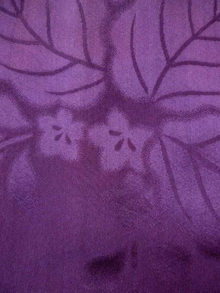Photo12: L0421S Used Japanese womenVivid  Purple MICHIYUKI outer coat / Silk. KIRI paulownia rare design  (Grade B) (12)