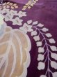 Photo15: L0421S Used Japanese womenVivid  Purple MICHIYUKI outer coat / Silk. KIRI paulownia rare design  (Grade B) (15)