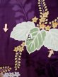 Photo19: L0421S Used Japanese womenVivid  Purple MICHIYUKI outer coat / Silk. KIRI paulownia rare design  (Grade B) (19)