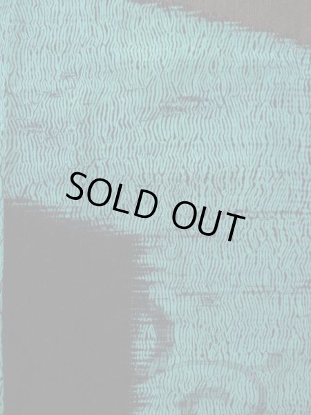 Photo5: L0421T Used Japanese womenLight Greenish Teal MICHIYUKI outer coat / Silk. Arabesque vine, There are other damages  (Grade D) (5)