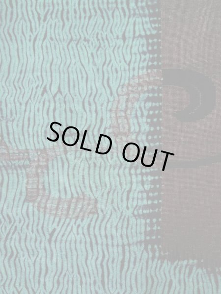 Photo7: L0421T Used Japanese womenLight Greenish Teal MICHIYUKI outer coat / Silk. Arabesque vine, There are other damages  (Grade D) (7)