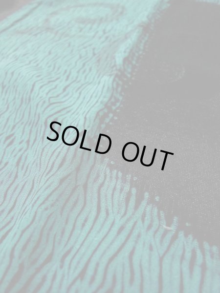 Photo12: L0421T Used Japanese womenLight Greenish Teal MICHIYUKI outer coat / Silk. Arabesque vine, There are other damages  (Grade D) (12)