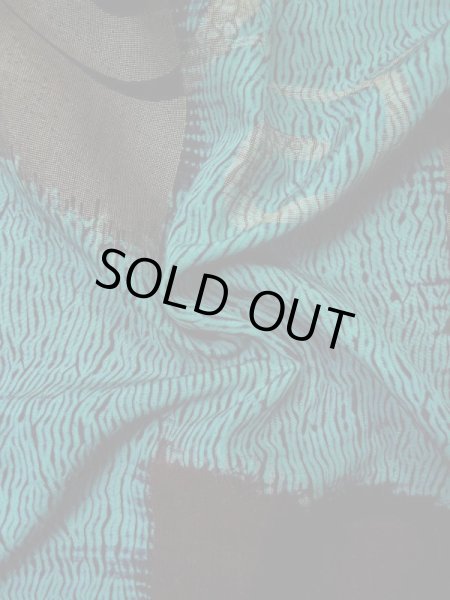 Photo14: L0421T Used Japanese womenLight Greenish Teal MICHIYUKI outer coat / Silk. Arabesque vine, There are other damages  (Grade D) (14)