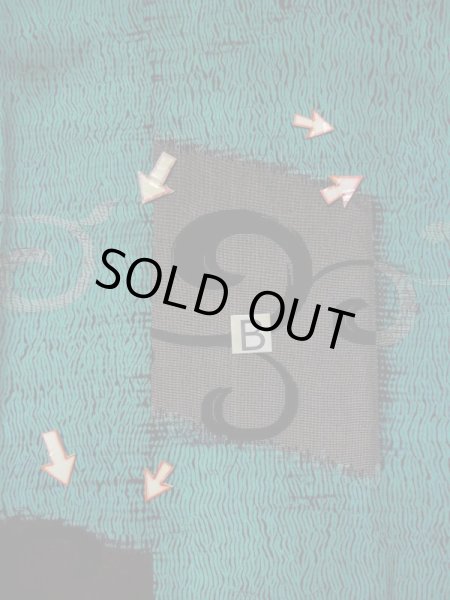 Photo17: L0421T Used Japanese womenLight Greenish Teal MICHIYUKI outer coat / Silk. Arabesque vine, There are other damages  (Grade D) (17)