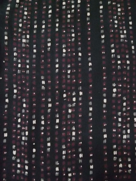 Photo6: L0426B Used Japanese women  Black KOMON dyed / Silk. Dot,   (Grade D) (6)