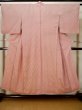 Photo1: L0426J Used Japanese women  Coral KOMON dyed / Silk. Dot,   (Grade C) (1)