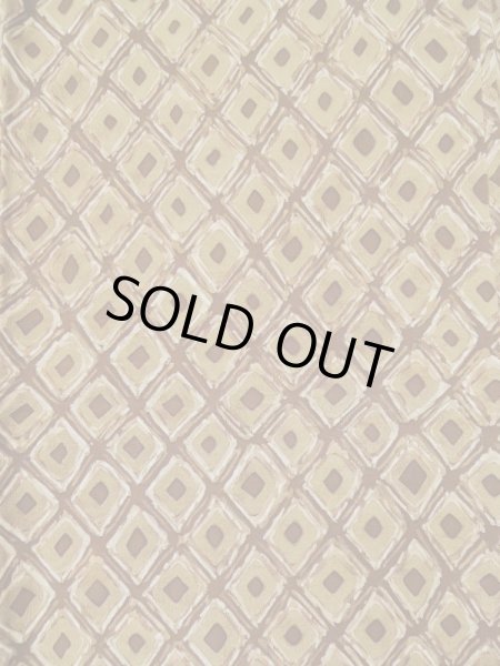 Photo3: L0426L Used Japanese womenPale Reddish Brown KOMON dyed / Silk. Lozenges,   (Grade B) (3)