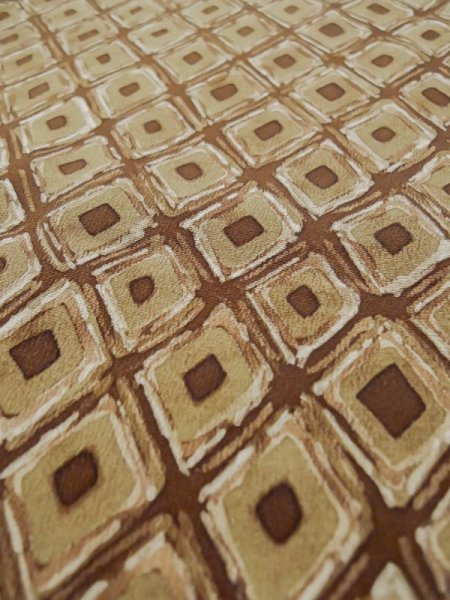 Photo8: L0426L Used Japanese womenPale Reddish Brown KOMON dyed / Silk. Lozenges,   (Grade B) (8)