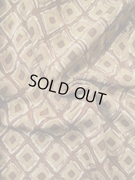 Photo11: L0426L Used Japanese womenPale Reddish Brown KOMON dyed / Silk. Lozenges,   (Grade B) (11)