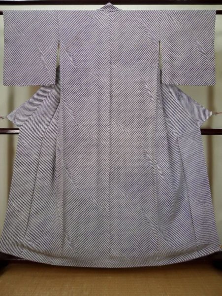 Photo1: L0426O Used Japanese womenPurplish  Blue KOMON dyed / Silk. Line,   (Grade C) (1)