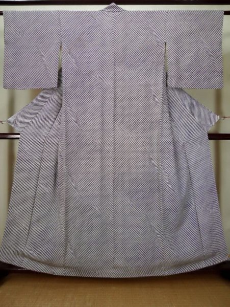 Photo1: L0426O Used Japanese womenPurplish  Blue KOMON dyed / Silk. Line,   (Grade C) (1)