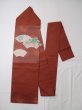 Photo1: Mint L0427G Vintage Japanese Kimono   Dark Red NAGOYA OBI sash HAGI flower Silk. (1)