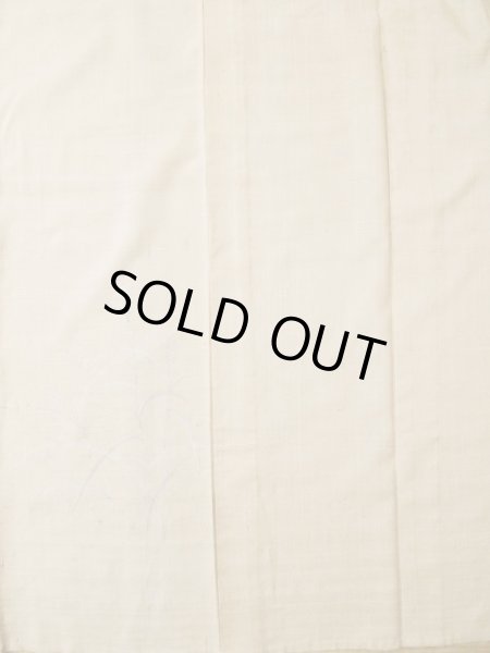 Photo5: L0511G Used Japanese women  Beige HOUMONGI formal / Unkoown. Tall grass, dragofly motif, there are several loose and rips. The material is tingling like wool and hemp to touch.  (Grade D) (5)