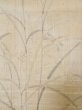 Photo7: L0511G Used Japanese women  Beige HOUMONGI formal / Unkoown. Tall grass, dragofly motif, there are several loose and rips. The material is tingling like wool and hemp to touch.  (Grade D) (7)