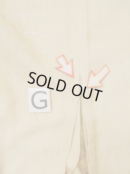 Photo23: L0511G Used Japanese women  Beige HOUMONGI formal / Unkoown. Tall grass, dragofly motif, there are several loose and rips. The material is tingling like wool and hemp to touch.  (Grade D) (23)