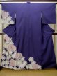 Photo1: L0511M Used Japanese womenVivid Reddish Purple HOUMONGI formal / Silk. Flower,   (Grade C) (1)