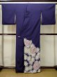Photo2: L0511M Used Japanese womenVivid Reddish Purple HOUMONGI formal / Silk. Flower,   (Grade C) (2)