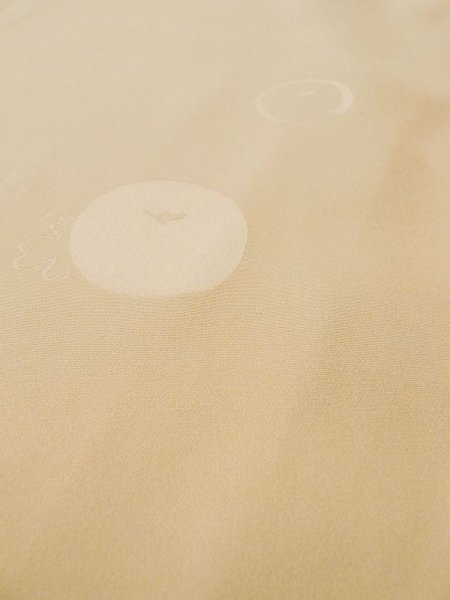 Photo11: L0511R Used Japanese womenPale Reddish Orange HOUMONGI formal / Silk. Chrysanthemum, The folding screen motifs. There are some stains.  (Grade D) (11)