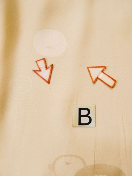 Photo16: L0511R Used Japanese womenPale Reddish Orange HOUMONGI formal / Silk. Chrysanthemum, The folding screen motifs. There are some stains.  (Grade D) (16)