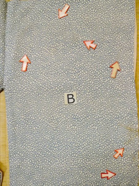 Photo16: L0511T Used Japanese womenPale Grayish Light Blue HOUMONGI formal / Silk. Dot,   (Grade C) (16)