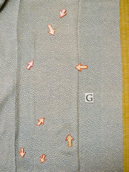 Photo21: L0511T Used Japanese womenPale Grayish Light Blue HOUMONGI formal / Silk. Dot,   (Grade C) (21)