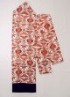 Photo1: L0512E Vintage Japanese Kimono Dark  Orange NAGOYA OBI sash Flower Silk. (1)