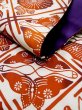 Photo12: L0512E Vintage Japanese Kimono Dark  Orange NAGOYA OBI sash Flower Silk. (12)