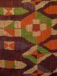 Photo5: L0512G Vintage Japanese Kimono Dark  Dark Red NAGOYA OBI sash Geometrical pattern Cotton. (5)