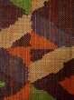Photo7: L0512G Vintage Japanese Kimono Dark  Dark Red NAGOYA OBI sash Geometrical pattern Cotton. (7)