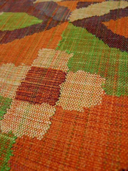 Photo11: L0512G Vintage Japanese Kimono Dark  Dark Red NAGOYA OBI sash Geometrical pattern Cotton. (11)