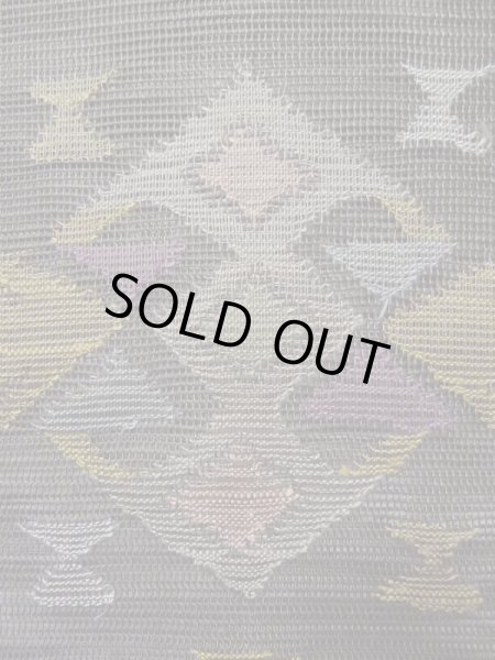 Photo5: L0512H Vintage Japanese Kimono Pale Grayish Gray NAGOYA OBI sash Geometrical pattern Linen. (5)