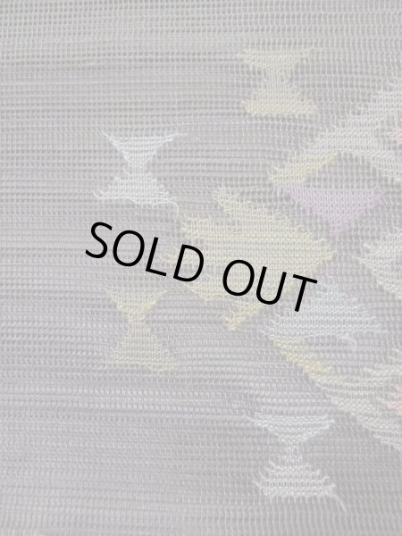 Photo6: L0512H Vintage Japanese Kimono Pale Grayish Gray NAGOYA OBI sash Geometrical pattern Linen. (6)