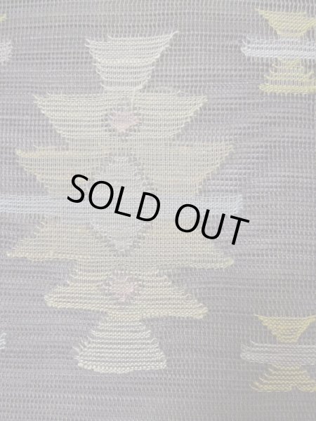 Photo7: L0512H Vintage Japanese Kimono Pale Grayish Gray NAGOYA OBI sash Geometrical pattern Linen. (7)