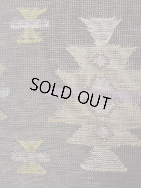 Photo8: L0512H Vintage Japanese Kimono Pale Grayish Gray NAGOYA OBI sash Geometrical pattern Linen. (8)