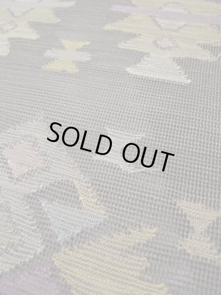 Photo9: L0512H Vintage Japanese Kimono Pale Grayish Gray NAGOYA OBI sash Geometrical pattern Linen. (9)