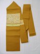 Photo1: L0512L Vintage Japanese Kimono Grayish  Golden Yellow NAGOYA OBI sash Flower Silk. (1)