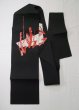 Photo1: L0512R Vintage Japanese Kimono   Black NAGOYA OBI sash Abstract pattern Silk. (1)