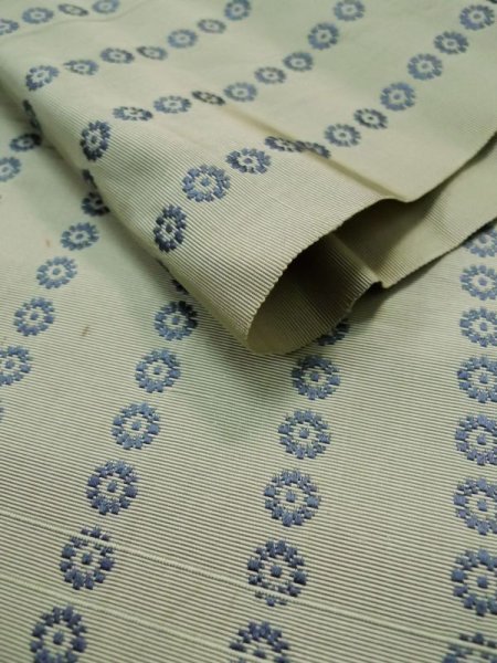 Photo8: L0518D Vintage Japanese Kimono Grayish Greenish Ivory FUKURO NAGOYA Obi Flower Silk. (8)