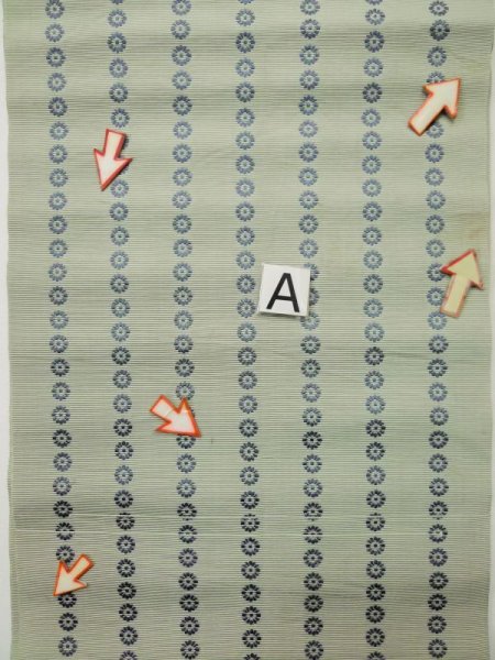 Photo9: L0518D Vintage Japanese Kimono Grayish Greenish Ivory FUKURO NAGOYA Obi Flower Silk. (9)