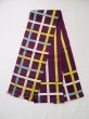 Photo1: L0518F Vintage Japanese Kimono Vivid Reddish Purple FUKURO NAGOYA Obi Plaid Checks Linen. (1)