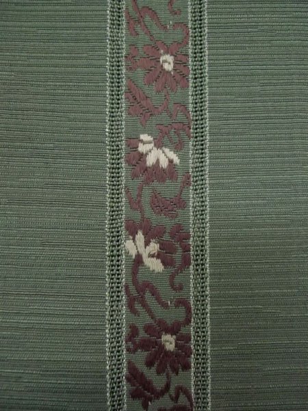 Photo6: L0518J Vintage Japanese Kimono Pale Grayish Green FUKURO NAGOYA Obi Flower Silk. (6)