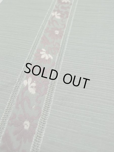Photo8: L0518J Vintage Japanese Kimono Pale Grayish Green FUKURO NAGOYA Obi Flower Silk. (8)