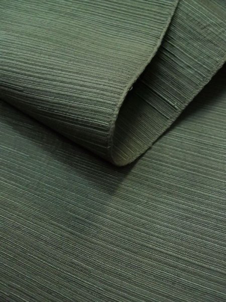 Photo9: L0518J Vintage Japanese Kimono Pale Grayish Green FUKURO NAGOYA Obi Flower Silk. (9)