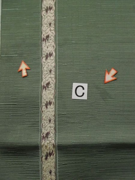 Photo12: L0518J Vintage Japanese Kimono Pale Grayish Green FUKURO NAGOYA Obi Flower Silk. (12)