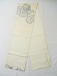 Photo1: L0518N Vintage Japanese Kimono   Off White FUKURO OBI sash Leaf Silk. (1)