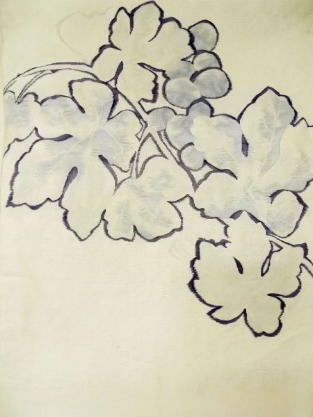 Photo3: L0518N Vintage Japanese Kimono   Off White FUKURO OBI sash Leaf Silk. (3)