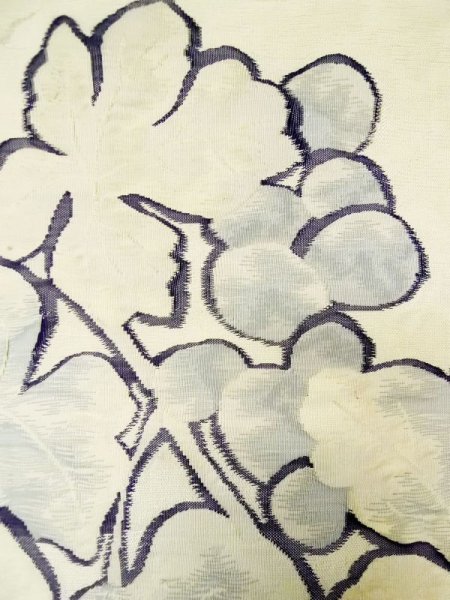 Photo5: L0518N Vintage Japanese Kimono   Off White FUKURO OBI sash Leaf Silk. (5)