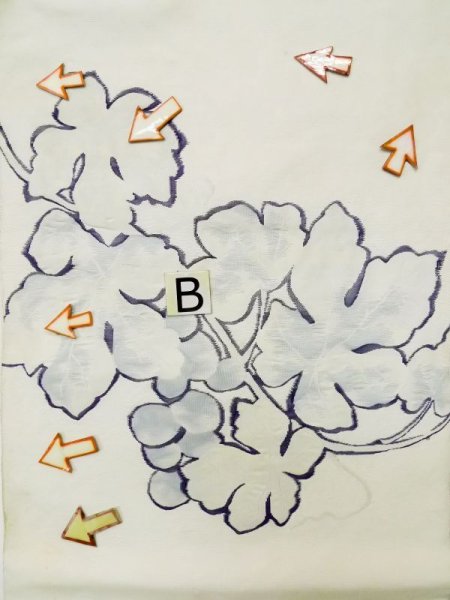 Photo12: L0518N Vintage Japanese Kimono   Off White FUKURO OBI sash Leaf Silk. (12)